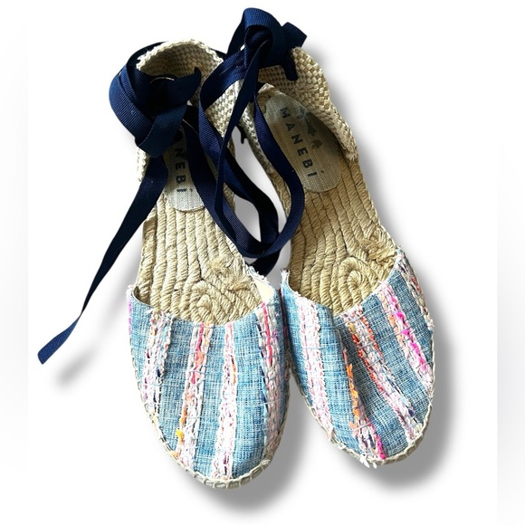 Manebi Striped Espadrille Wrap Sandals - Picture 1 of 5